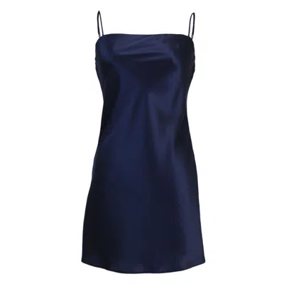 Jacoba Jane Margot Silk Satin Mini Slip Dress In Blue