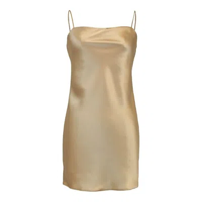 Jacoba Jane Margot Silk Satin Mini Slip Dress In Brown