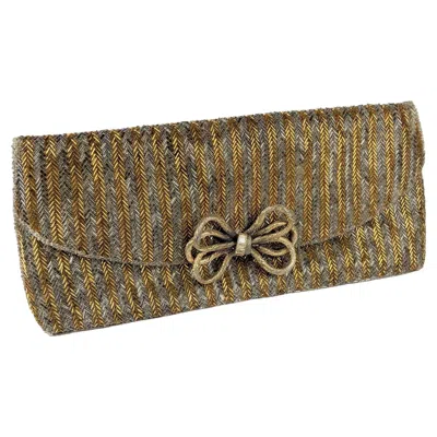 Pre-owned Jacomo Paris Chevron Beaded Clutch In Brown