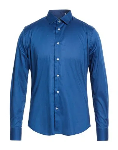 Jacopo C. Man Shirt Blue Size 17 Cotton, Elastane