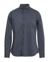 Jacopo C. Man Shirt Charcoal Size 17 Cotton, Polyamide, Elastane In Gray