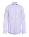 Jacopo C. Man Shirt Lilac Size 17 Linen In Blue