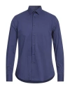 Jacopo C. Man Shirt Navy Size 16 ½ Cotton, Polyamide, Elastane In Blue