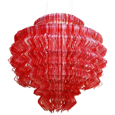 Pre-owned Jacopo Foggini Contemporary Modern Methacrylate Italian Pendant Lamp In Red