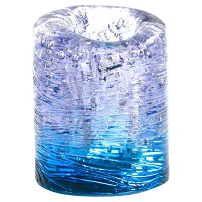 Pre-owned Jacopo Foggini Jungle Contemporary Vase, Small Bicolor Transparent And Blue By