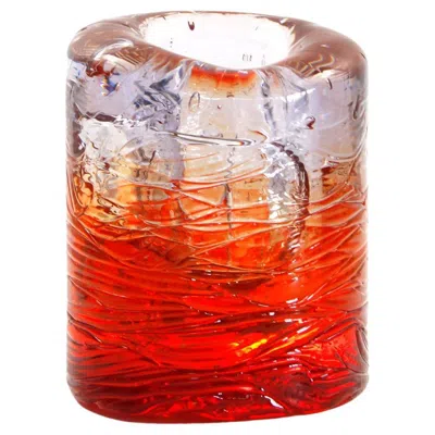 Pre-owned Jacopo Foggini Jungle Contemporary Vase, Small Bicolor Transparent And Red By