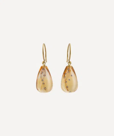 Jacqueline Cullen Citrine Mini Disintegrating Drop Earrings In Yellow