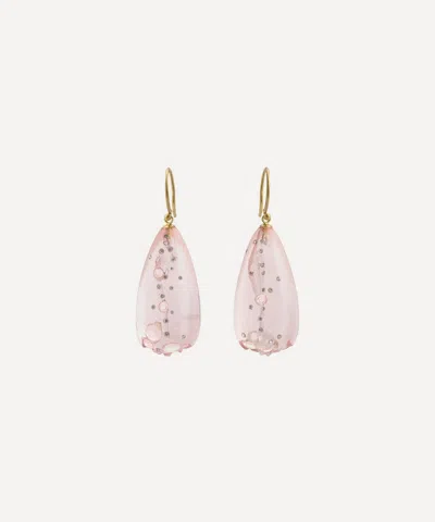Jacqueline Cullen Rose Quartz Disintegrating Drop Earrings In Pink