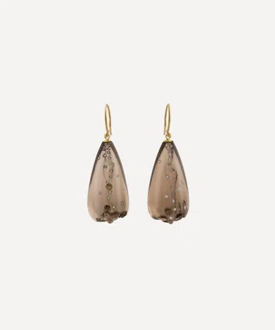 Jacqueline Cullen Smokey Quartz Disintegrating Drop Earrings In Brown