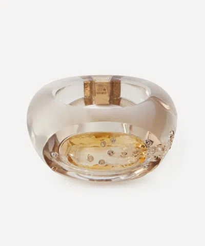 Jacqueline Cullen Smokey Quartz Embedded Signet Ring In Sand
