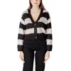 Jacqueline De Yong Black And White Marabou Cardigan In Black