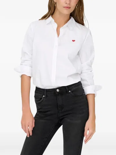 Jacqueline De Yong Heart-motif Button-down Shirt In Weiss