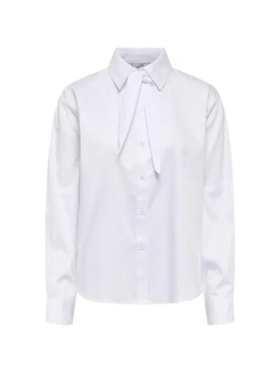 Jacqueline De Yong Tie-neck Shirt In White