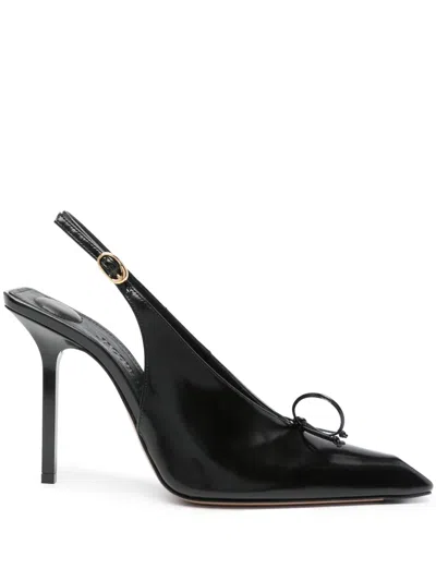 Jacquemus 100mm Les Cubisto H Leather Slingbacks In Black