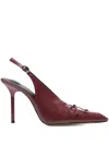 Jacquemus Bordeaux Pointed-toe Slingback Pumps With Bow Detail In Red