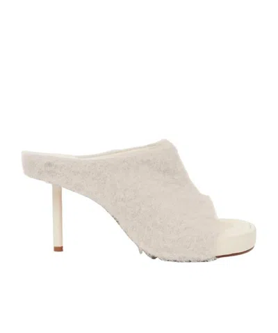 JACQUEMUS 100MM KNITTED SQUARE-TOE MULES