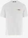 Jacquemus 'le T-shirt Gros Grain' White T-shirt With Logo Patch On The Front In Neutral