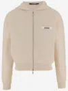 Jacquemus Grosgrain-trimmed Zippered Hoodie With Logo Detail