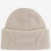 Jacquemus Wool Blend Beanie With Logo In White
