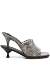 Jacquemus The Double Snake-effect Leather Mules In Neutrals