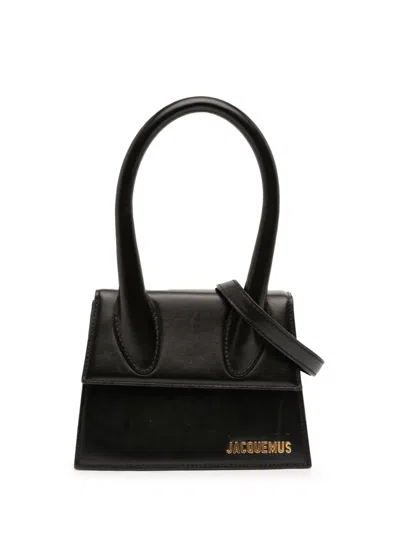 Pre-owned Jacquemus 2000-2025 Leather Le Chiquito Moyen Satchel In Black