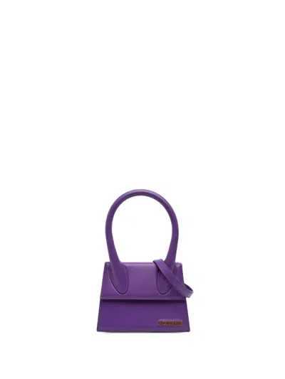 Pre-owned Jacquemus 2010-2026 Leather Le Chiquito Moyen Satchel In Purple