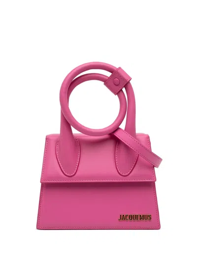 Pre-owned Jacquemus 2010-2026 Leather Le Chiquito Noeud Satchel In Pink