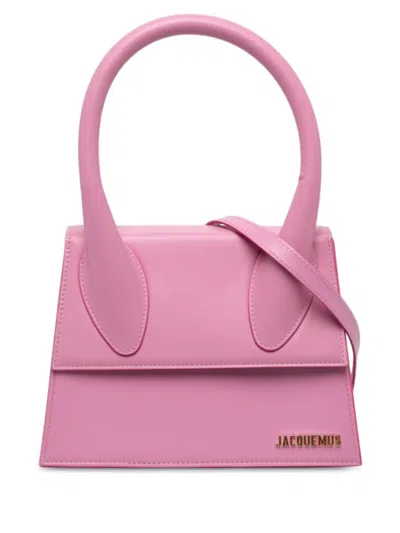 Pre-owned Jacquemus 2010-2026 Smooth Calfskin Le Grand Chiquito Satchel In Pink