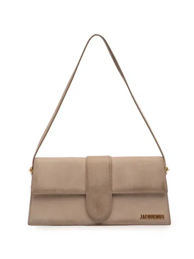 Pre-owned Jacquemus 2010-2026 Suede Le Bambino Long Shoulder Bag In Neutral