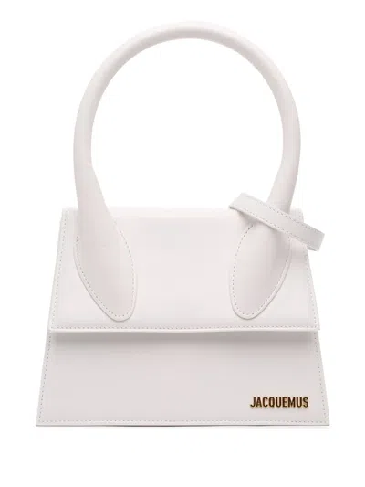 Pre-owned Jacquemus 2018-2025 Smooth Calfskin Le Grand Chiquito Satchel In White