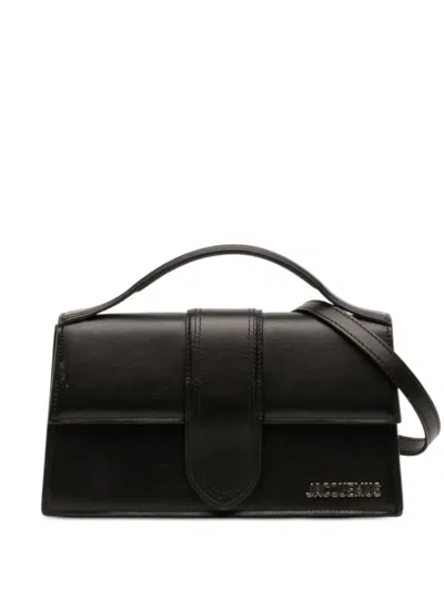 Pre-owned Jacquemus 2020-2025 Calfskin Le Grand Bambino Satchel In Black
