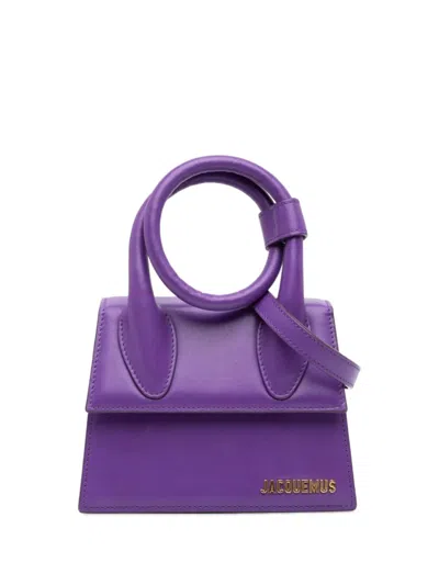 Pre-owned Jacquemus 2020-2026 Leather Le Chiquito Noeud Satchel In Purple