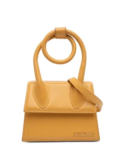 Pre-owned Jacquemus 2020-2026 Leather Le Chiquito Noeud Satchel In Yellow