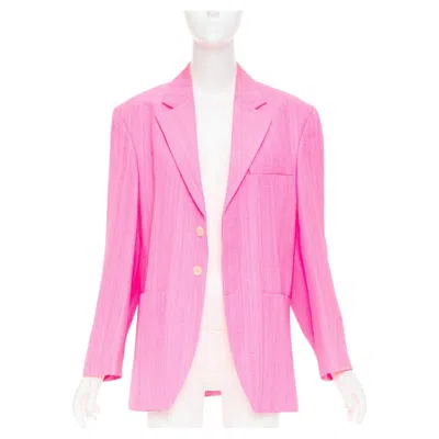 Pre-owned Jacquemus 2023 La Raphia La Veste D'homme Blazer Peak Lapels Long Line Blazer In Pink