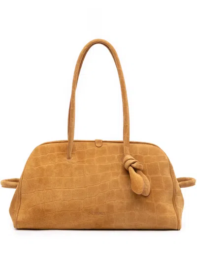 Pre-owned Jacquemus 2024-2026 Croc Embossed Suede Le Turismo Bag Shoulder Bag In Brown