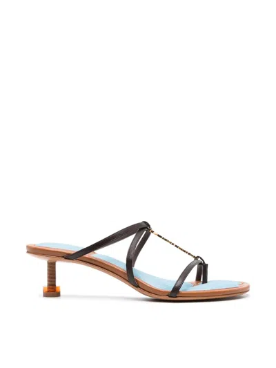 JACQUEMUS LES SANDALES BASSES PRALU,23E231FO053.3073 890 MIDNIGHT BROWN