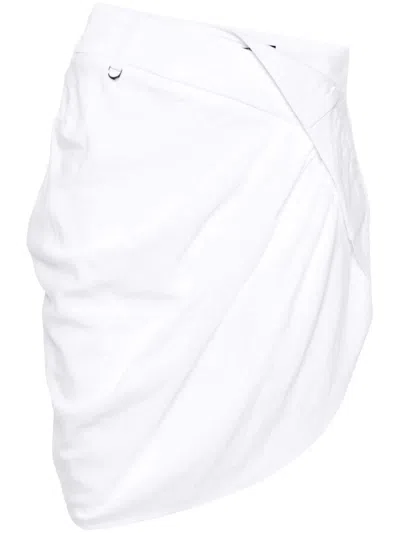 Jacquemus La Jupe Saudade Satin Mini Wrap Skirt In White