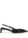 Jacquemus Pointed Toe Slingback Pumps With Textured Calf Leather In Black