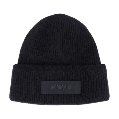 Jacquemus 246ac666-5217-990 Wool Ribbed Beanie In Black