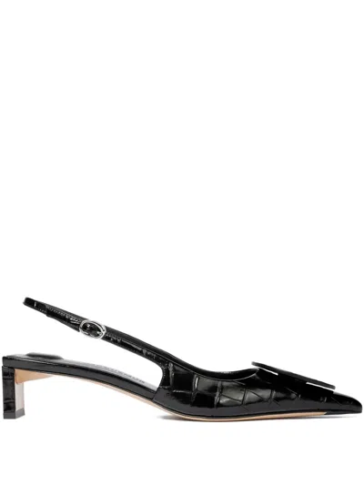 Jacquemus 40mm Duelo Crocodile-effect Pumps In Black