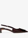 Jacquemus Pointed Toe Slingback Pumps With Textured Calf Leather In Brown