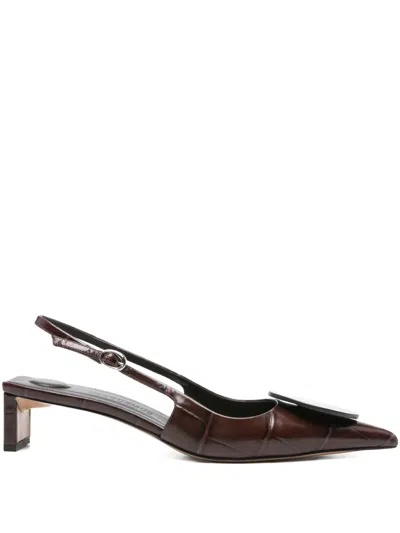 Pre-owned Jacquemus 40mm Slingback Pumps In Brown