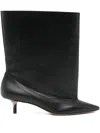 Jacquemus Women Black Smooth Leather Wide The Tourni Boots In Black