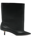 Jacquemus Women Black Smooth Leather Wide The Tourni Boots In Black
