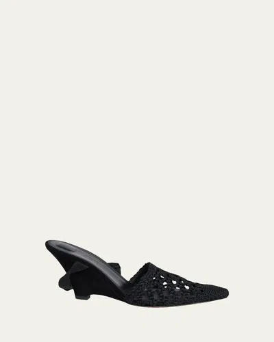 Jacquemus 80mm Les Espadrilles Ankle-tie Wedge Mules In Black