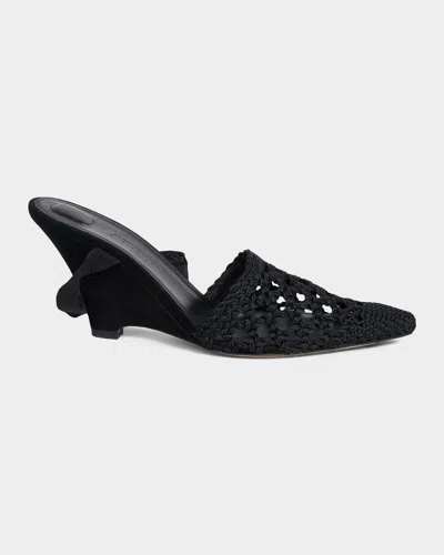 Jacquemus 80mm Les Espadrilles Ankle-tie Wedge Mules In Black