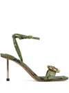 Jacquemus Python-print Leather Sandals In Green