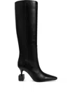 Jacquemus Les Bottes Bisou Black Boots With Geometric Heel In Leather Woman In Black