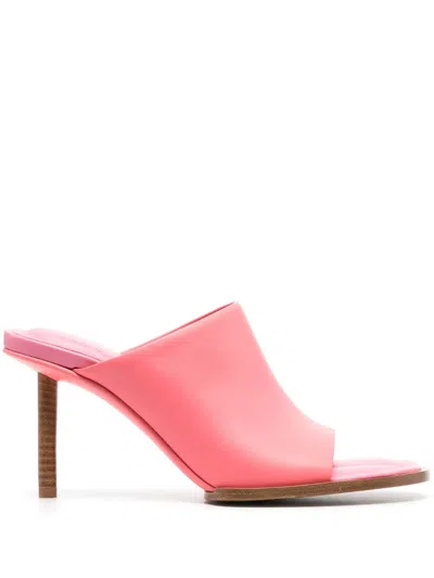 Jacquemus 80mm Les Mules Ronde Leather Mules In Pink
