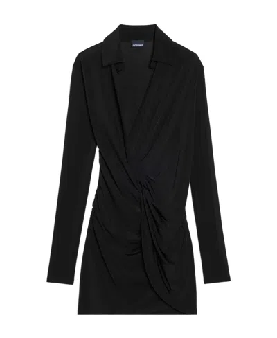 Jacquemus A Twisted Knitted Mini Dress In Black